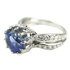 Natural Sapphire and Diamond Flame Ring