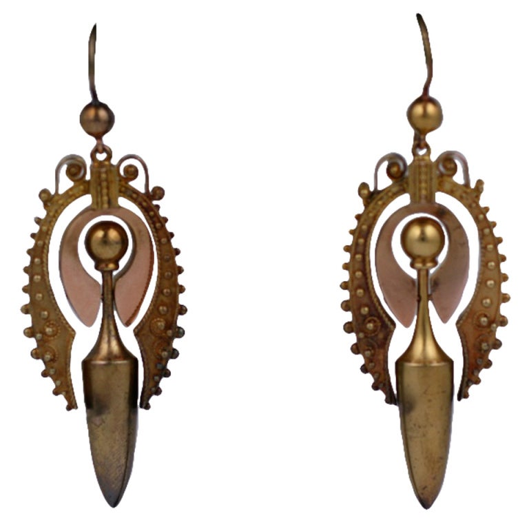 Lovely Victorian Gold Urn Earrings For Sale