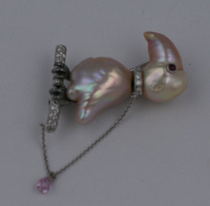 Charming French Pearl and Diamond Toucan In Excellent Condition In Riverdale, NY