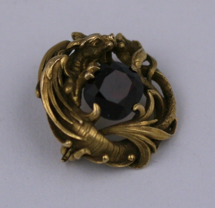 Gustav Manz for F. Walter Lawrence Art Nouveau Chimera Brooch In Excellent Condition In Riverdale, NY