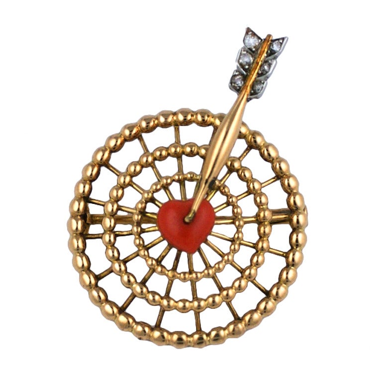 Cartier Coral Gold Love "Target" Brooch