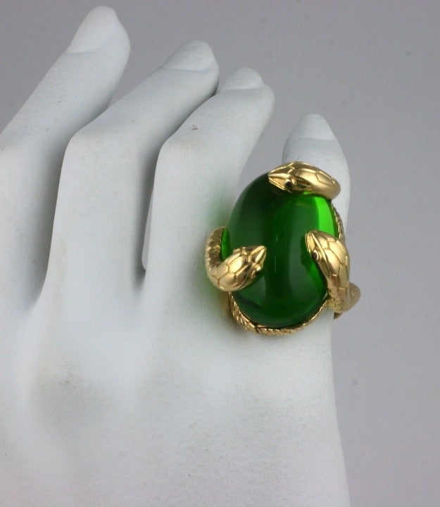  Snake and Pate de Verre Egg Ring In Excellent Condition In Riverdale, NY