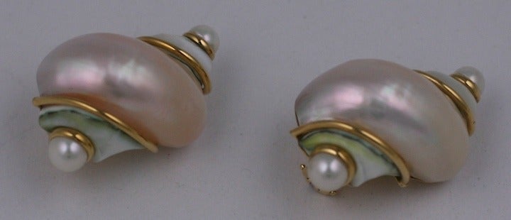 Seaman Schepps Turbo Earrings In Excellent Condition In Riverdale, NY