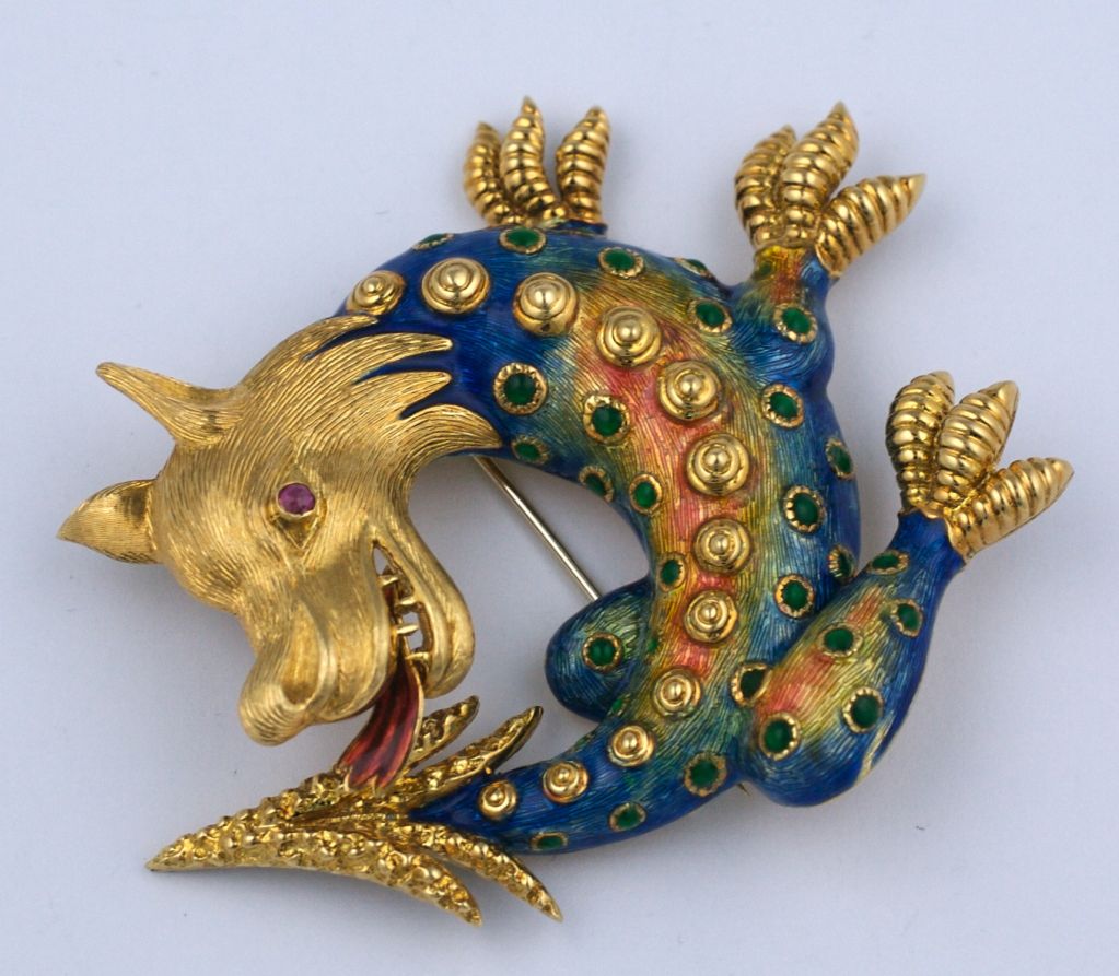 fantastical enameled brooch