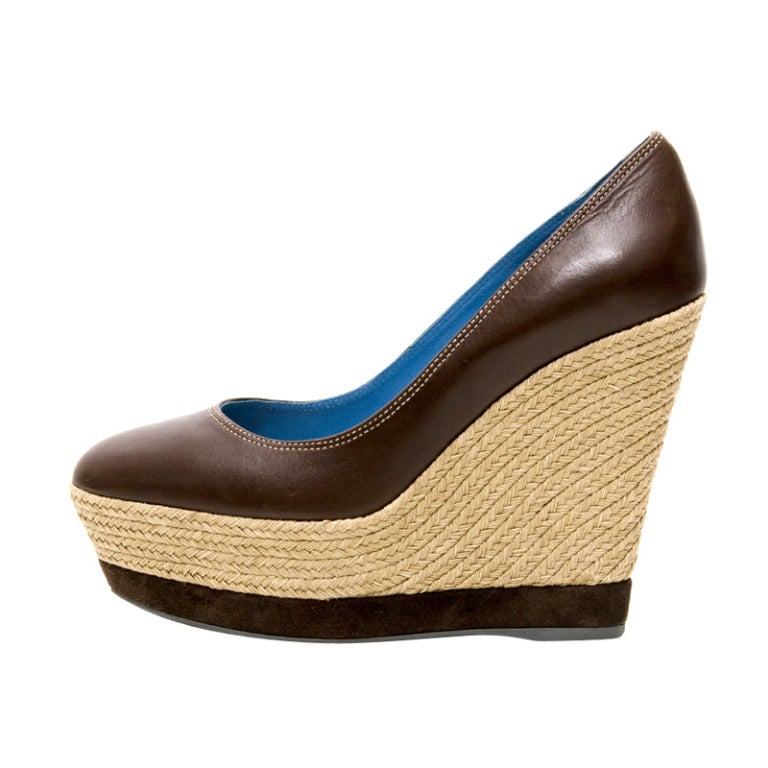 Sergio Rossi Dark Brown Plateau Wedges