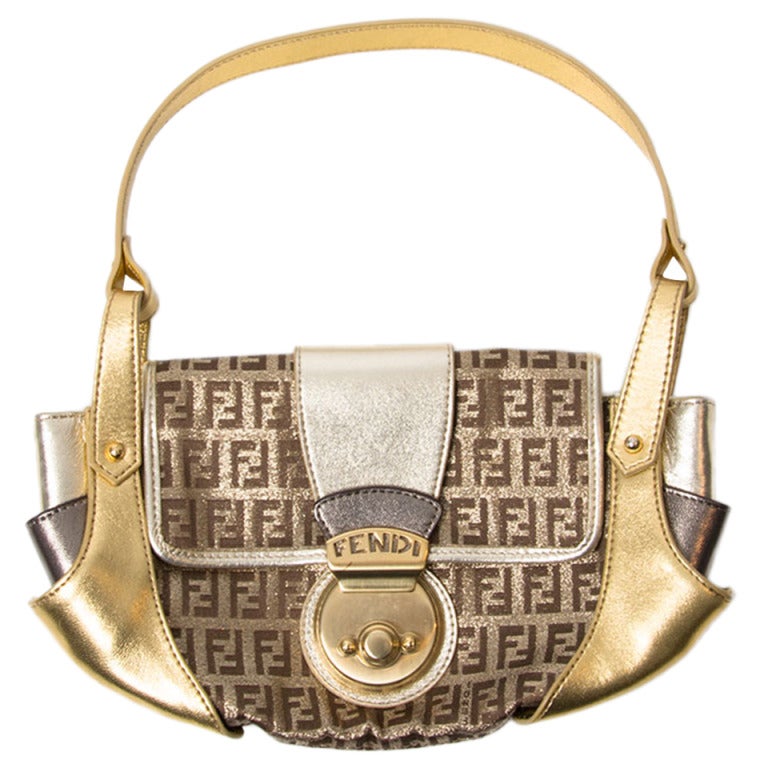 Fendi Gold 'Zucca' Handbag at 1stDibs