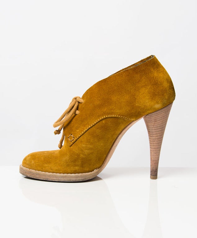 Orange Balenciaga Caramel Suede Ankle Boots