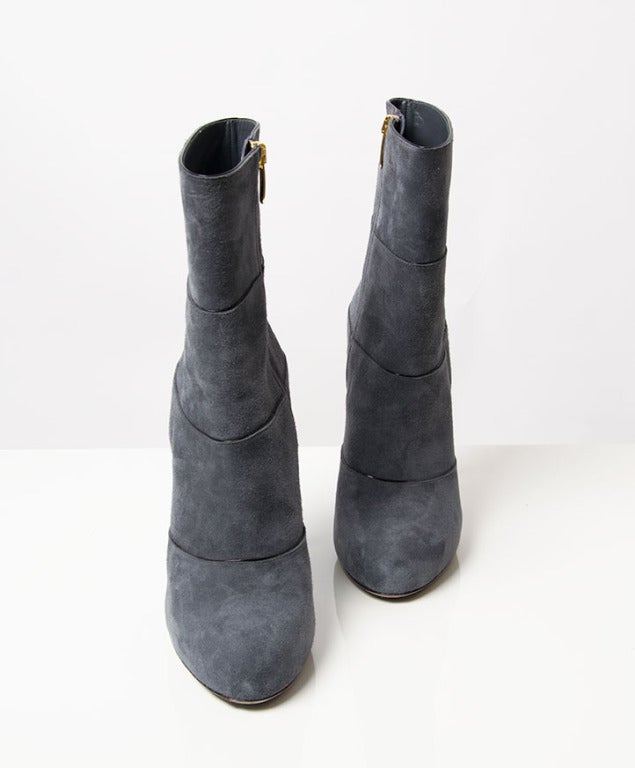 Women's Sergio Rossi Grey Blue Suede Ankle Boots