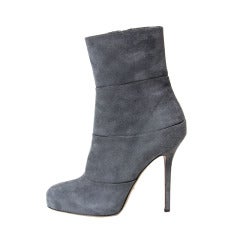 Sergio Rossi Grey Blue Suede Ankle Boots