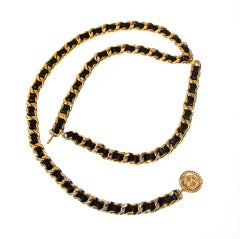 Chanel gold and leather belt