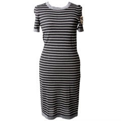Chanel Black And White Striped Dress
