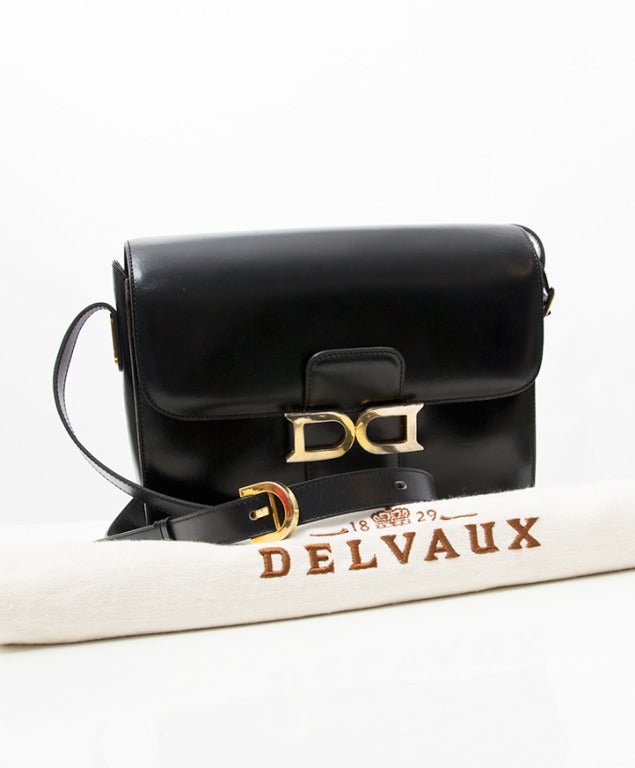  Delvaux Black Double D Cross Body Bag Pour femmes 