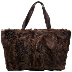 Loewe Dark Brown Fur Handbag