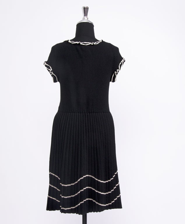 Chanel Wool Pleated Sailor Dress In Excellent Condition In Antwerp, BE