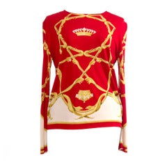 Hermes vintage top red gold crown pattern