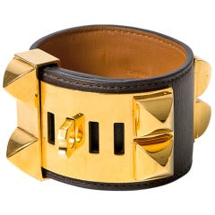 Hermes collier de chien dork brown and gold