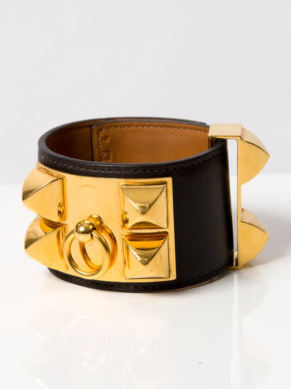 Hermes collier de chien dork brown and gold