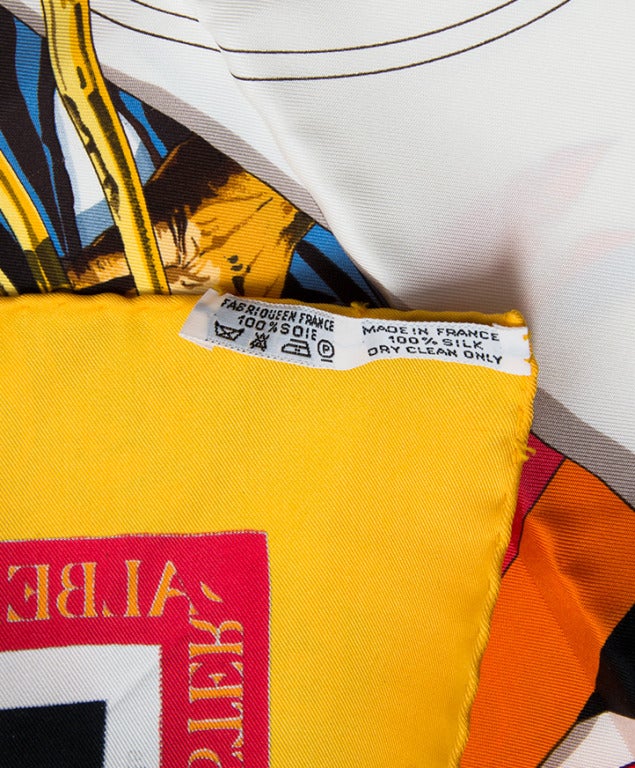 Hermes hand-rolled silk scarf, a serge weave with diagonal parallel ribs is used to create twill silk. Hermes multicolour 