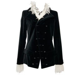 Chanel Black Velvet Vest With Attachable Cuffs and Collar