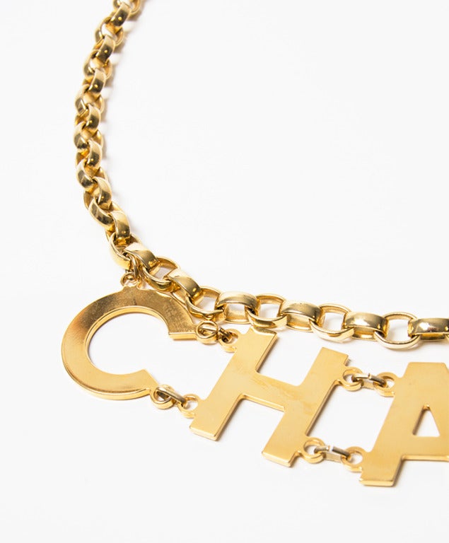 CHANEL B 19P Light Gold Chain Logo Bubble Charm Letters Belt - 34