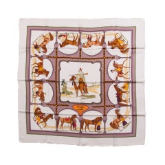 HERMES carré silk equestrian print