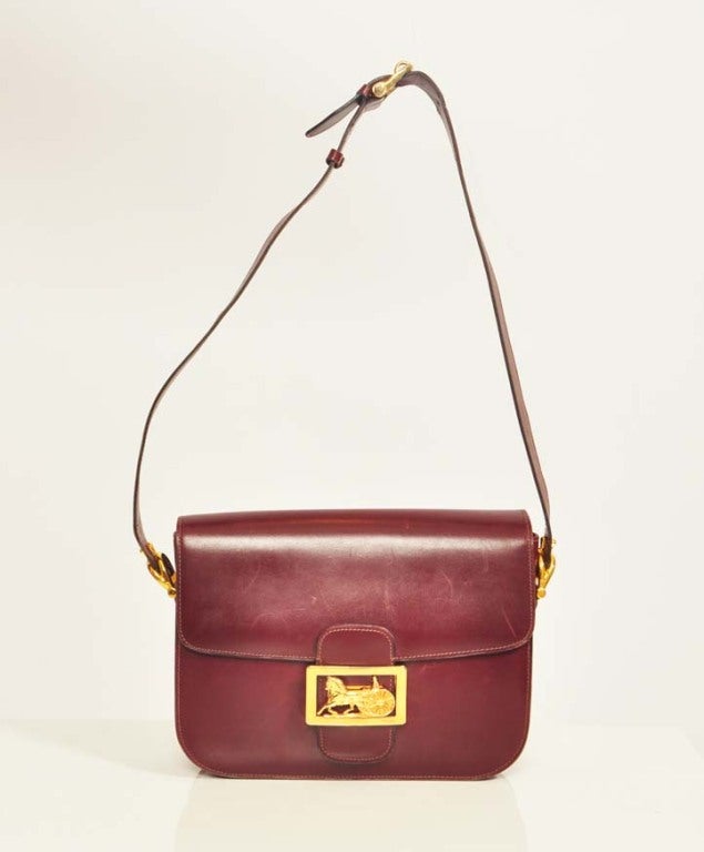 Women's Burgundy Leather Celine Handbag