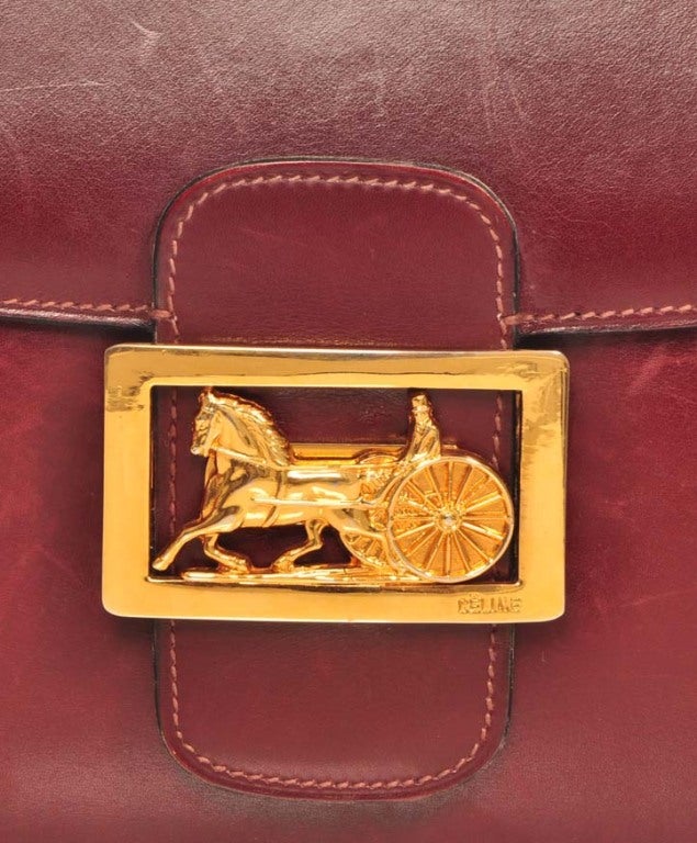 Burgundy Leather Celine Handbag 2