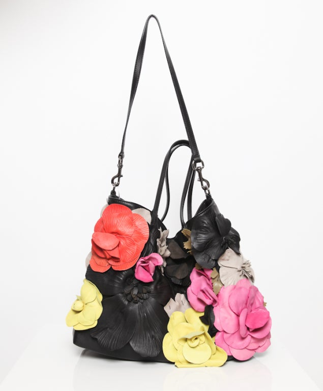valentino Leather Flower Tote For Sale 3
