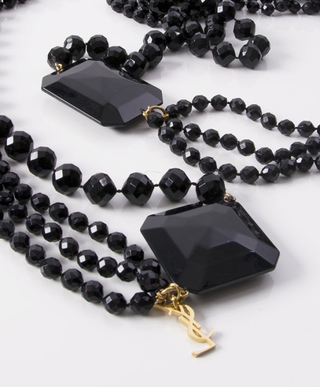 Women's Yves Saint Laurent Oversized Black Bead Necklace