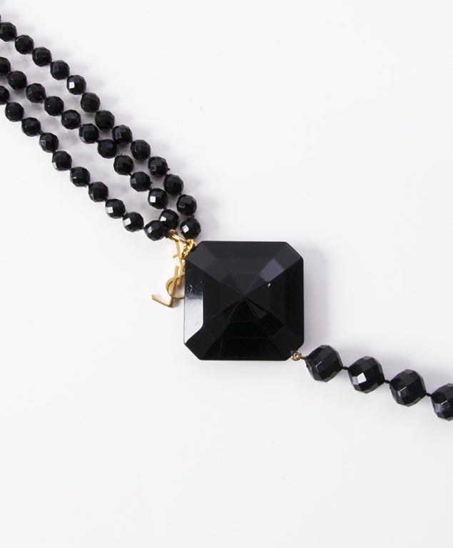 Yves Saint Laurent Oversized Black Bead Necklace 1