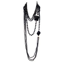 Yves Saint Laurent Oversized Black Bead Necklace