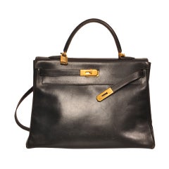 Hermes Kelly 35cm black boxcalf bag