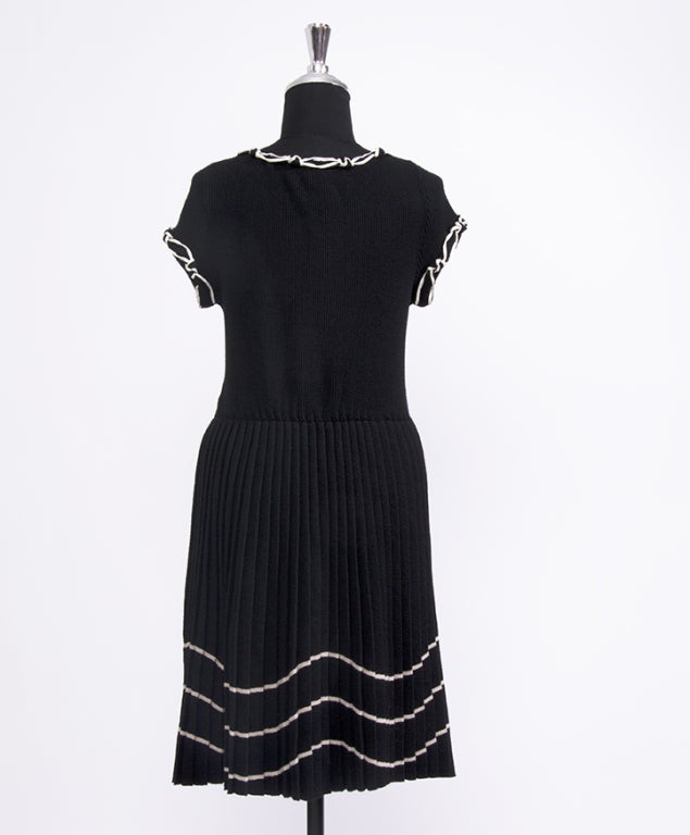 Chanel Wool Pleated Sailor Dress In Excellent Condition In Antwerp, BE