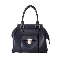 Delvaux Anthracite/Dark Blue matte textured leather handbag