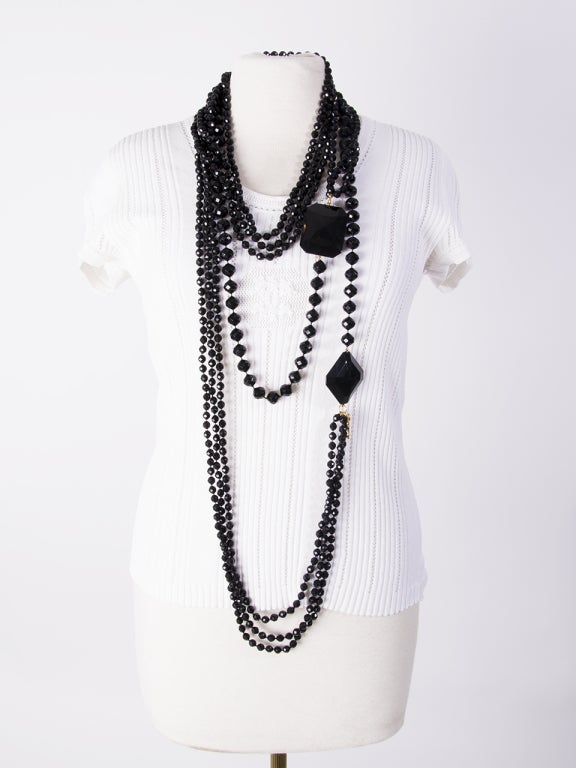 Yves Saint Laurent Oversized Black Bead Necklace 4