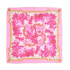 Escada Pink Flower Silk Scarf