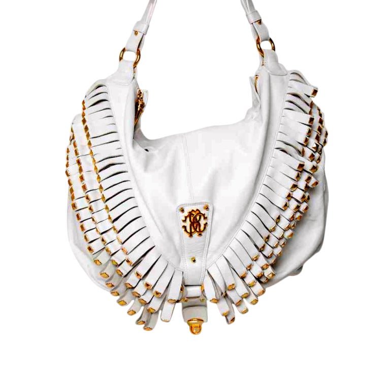Roberto Cavalli fringed leather shoulder bag
