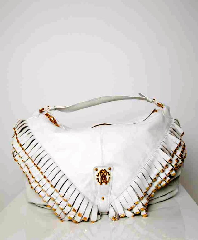 Roberto Cavalli fringed leather shoulder bag 1