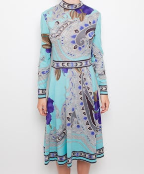 1970's Leonard blue pattern dress 2