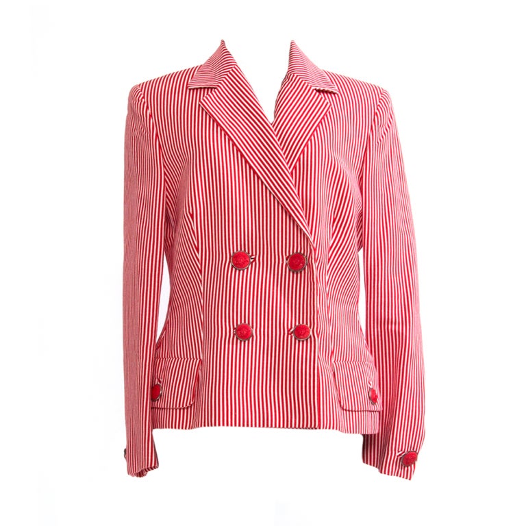 Versace Linen Striped Blazer Jacket