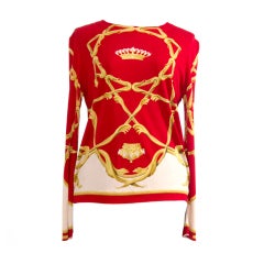 Hermes Red Gold Silk Top