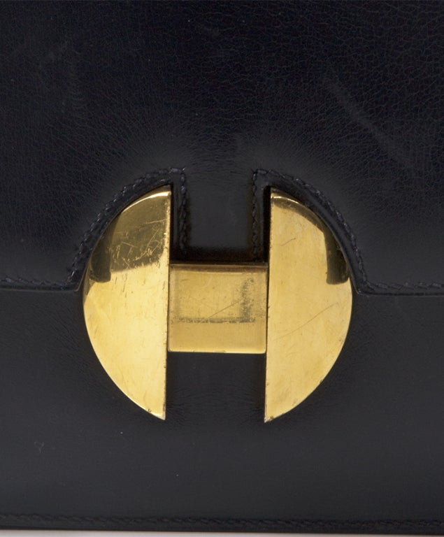 Hermes Blue Leather Shoulder Bag 2
