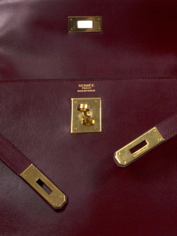 HERMES KELLY BAG 32 CM BOX CALF ROUGE H at 1stdibs