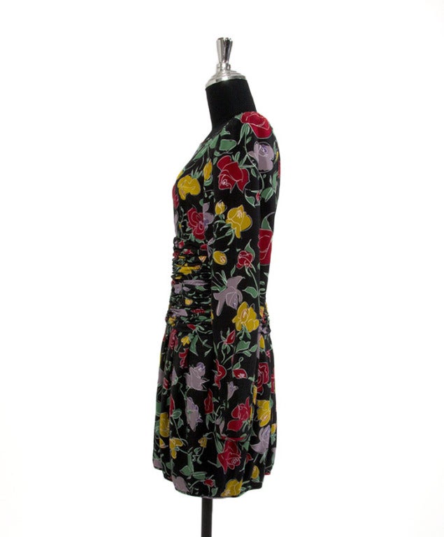 Vintage Ungaro  Dress (black & roses) In Excellent Condition In Antwerp, BE