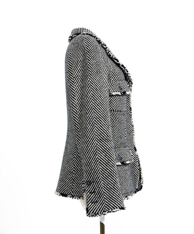 Chanel Black White Stripe Wool Skirt Suit (vest & skirt) 1
