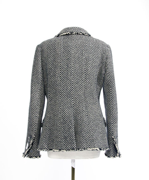 Chanel Black White Stripe Wool Skirt Suit (vest & skirt) 2