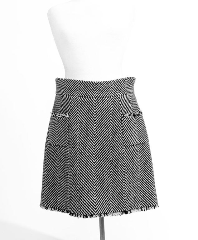 Chanel Black White Stripe Wool Skirt Suit (vest & skirt) 3