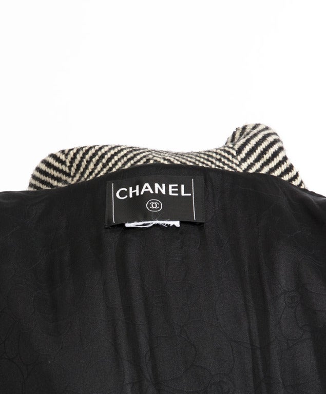 Chanel Black White Stripe Wool Skirt Suit (vest & skirt) 4