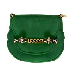 Gucci Emerald Nubuck 'Tigrette' Chain Strap Shoulder Bag