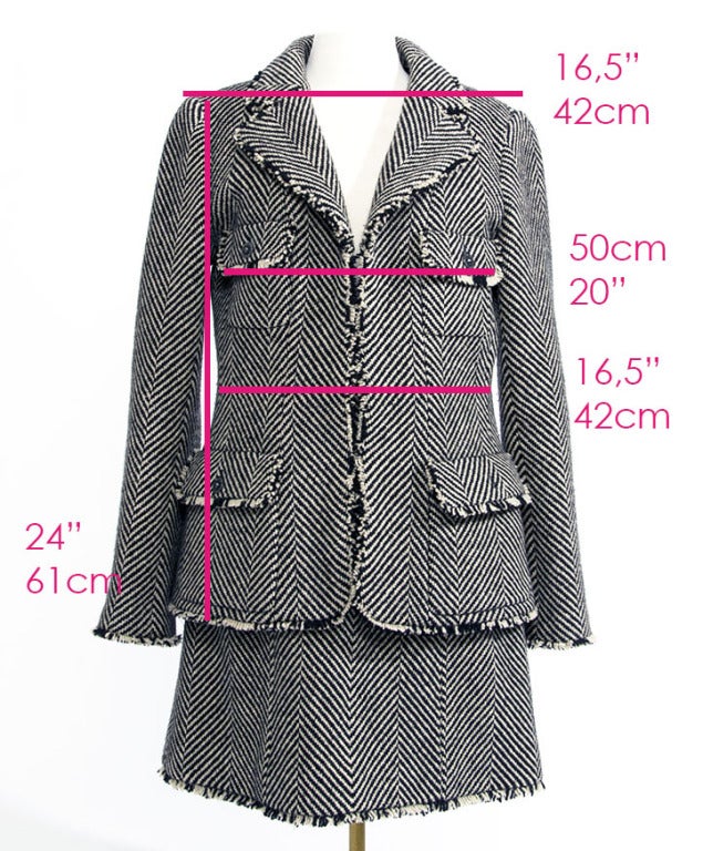 Chanel Black White Stripe Wool Skirt Suit (vest & skirt) 5
